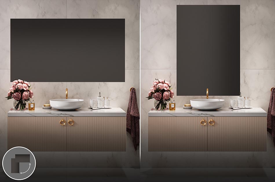 Framed mirror with flexible mounting