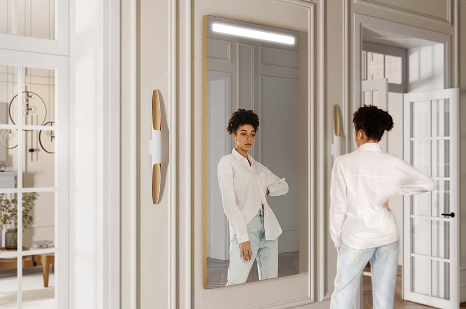 The most sublime mirrors in our collection are smooth, transparent panes without frames. The delicate shapes of the mirror will bring lightness to any bathroom, and thanks to their decorative nature you will create a unique atmosphere in your bathroom. Fancy LED lighting leaves a glow on the wall, exposing the mirror in an amazing way.