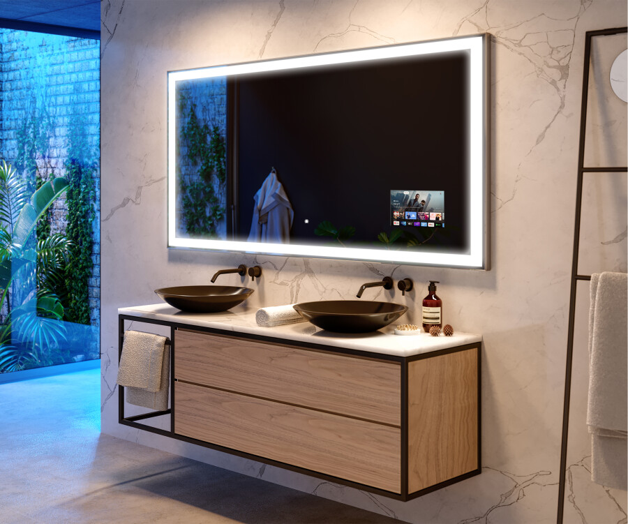 Bathroom mirror with on sale integrated lighting