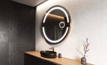 Large round shop led mirror