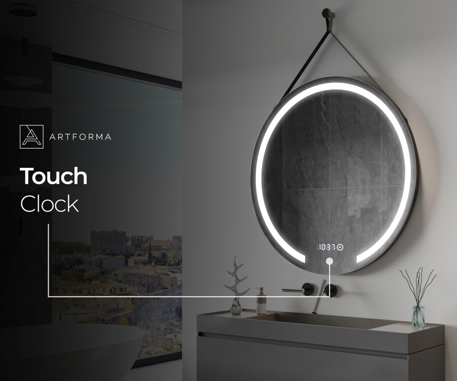 Black round led mirror sale