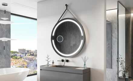 Round hanging mirror with lights L118