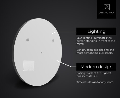 SMART Round Bathroom Mirror LED L156 Apple #2