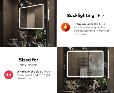 Designer Backlit LED Bathroom Mirror L147 #5