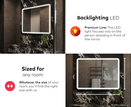 Designer Backlit LED Bathroom Mirror L148 #5